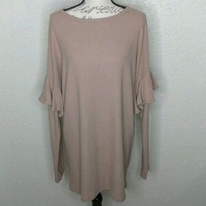 Ruffle Sleeve Top Brown Size L